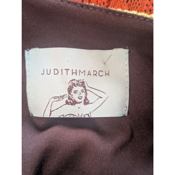 Judith March Mini Dress Sz S Multicolor Striped Crochet Retro Hippie Artsy - Picture 8 of 11